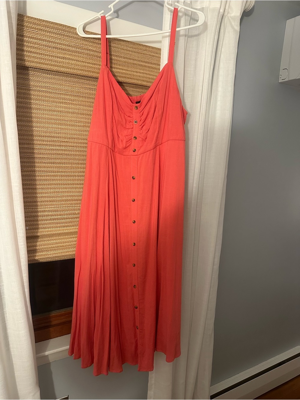 torrid Coral Button-Front Midi Dress